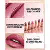 Glitter Metallic Nude Pink Lipstick Shimmer Lip Gloss Long Lasting