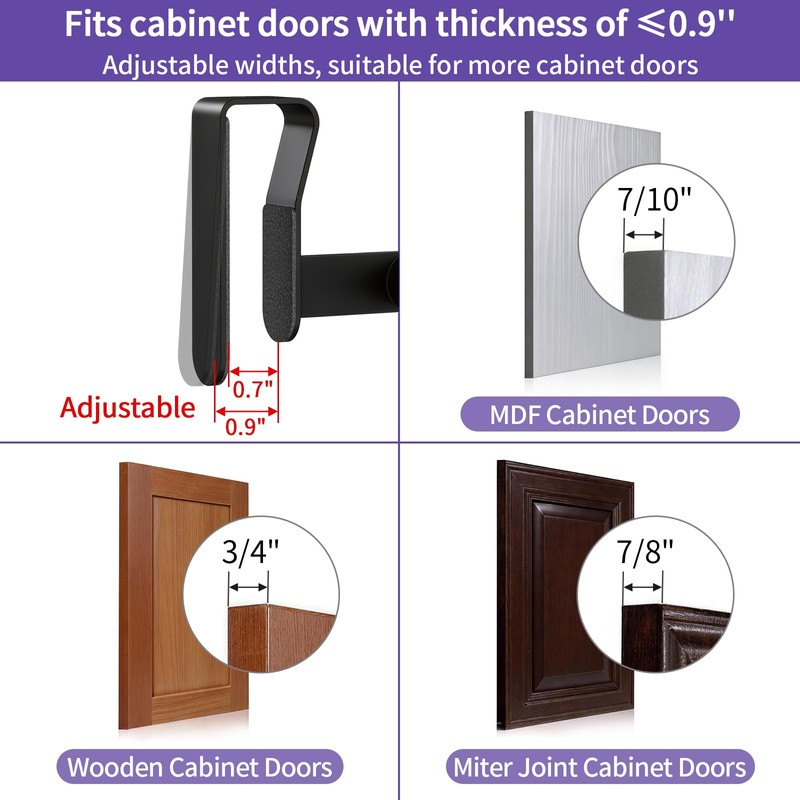 Over Cabinet Towel Holder, 2 Pack Kitchen Cabinet Door Towel
