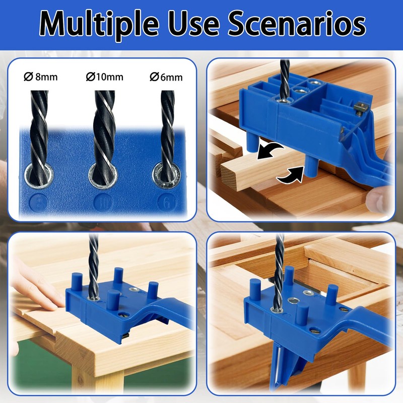 41 Pieces Wood Dowel Jig Kit, 6/8/10mm Precision Drill Guide,