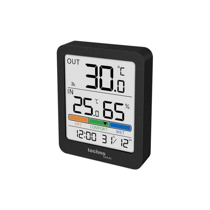 WS9488 Thermp Hygrometer Thermometer with Outdoor Temperature, Comfort Display, Humidity,