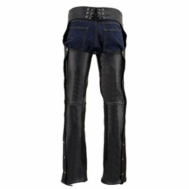 Milwaukee Leather Chaps for Men's Black Premium Leather - Classic Jean Style Pockets Motorcycle Chap - SH1101TALL - Medium-Tall