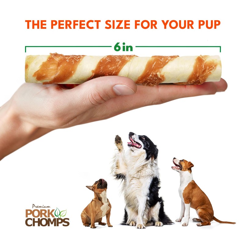 Pork Chomps Baked Pork Skin Dog Chews, 6-inch Twists, Real