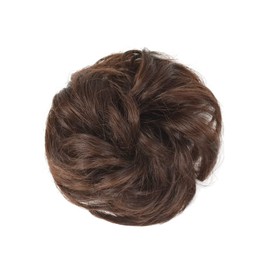 Bun wig point wig extension hair piece with elastic band extension hair ornament wedding after-party date party (1 pc, dark brown)