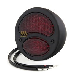 4into1 Vintage Model A Duolamp Style 12V LED Motorcycle Tail Light - Black - Universal Cafe Style