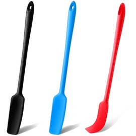 Mabor 3Pcs Silicone Jar Spatula Long Handled Jar Scraper for Baking Cooking Non Stick Heat Resistant Skinny Spatula Scraper for Jars Peanut Butter Kitchen Accessories