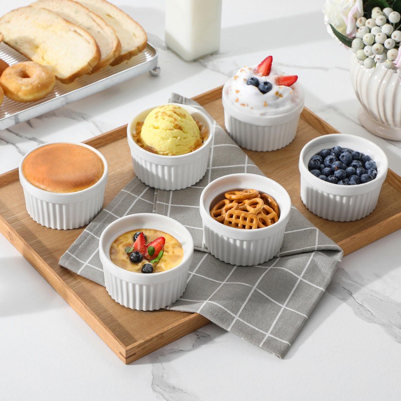 MALACASA Ramekins 6 oz Oven Safe, Porcelain Creme Brulee Ramekins