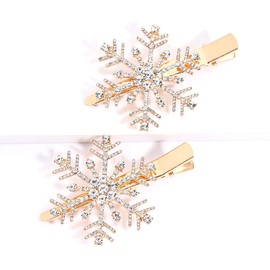 HZEYN - Pasador para el pelo con diseño de copo de nieve con diamantes de imitación, color dorado