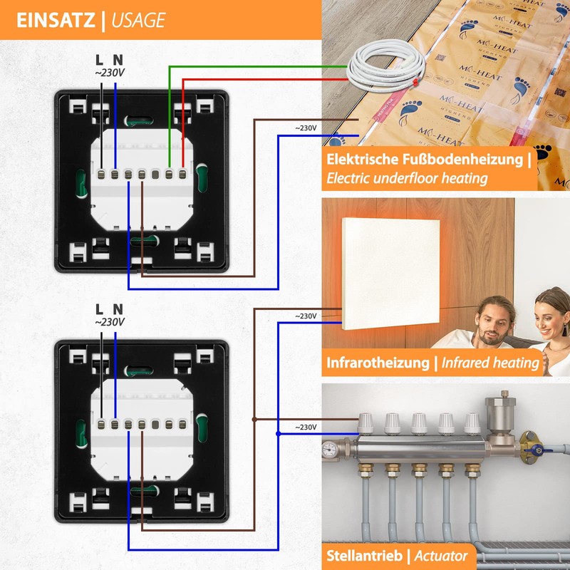 E91 Digital Thermostat Room Controller with Touch Display and EXT