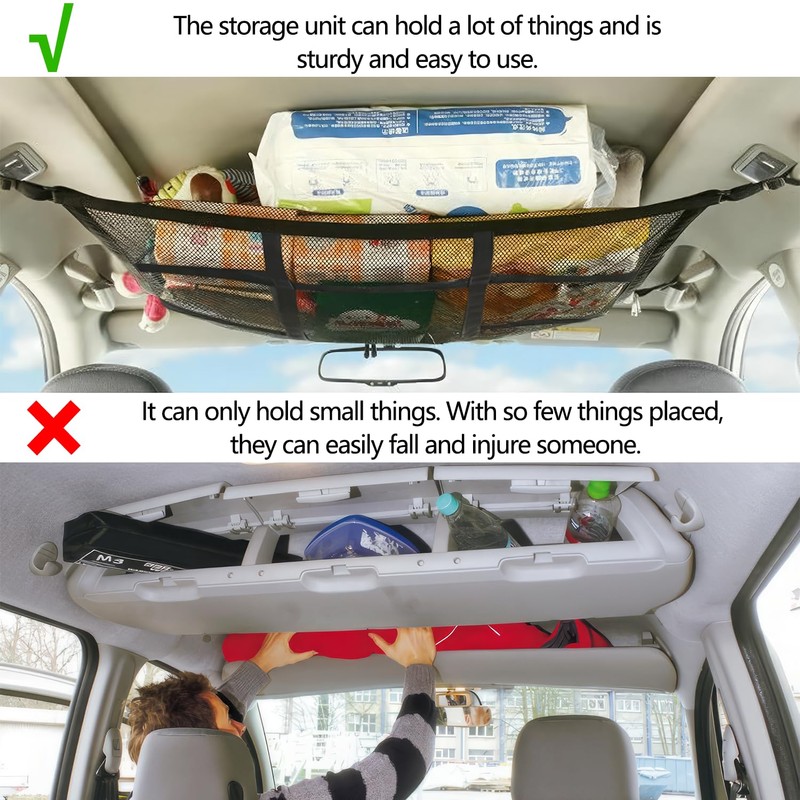 1 Piece Car Roof Zip Cargo Net, Car Double Layer