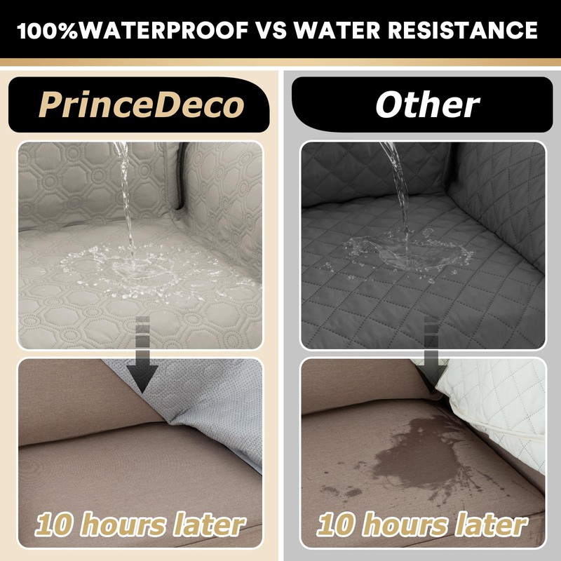 PrinceDeco Loveseat Covers for 2 Cushion Couch Waterproof Sofa Covers