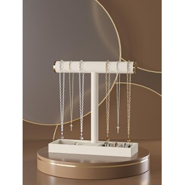 Ausalivan Bracelet and Necklace Holder,Jewelry Necklace Display Organizer Stand,bracelet Holder for Selling,Velvet Bracelet and Necklace Storage Tree (Beige, 1 Tier)