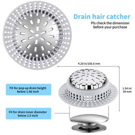 Aluvor Drain Hair Catcher, Upgraded Drain Catcher with Silicone Designed for Regular Drains, Catch Hair Easily Without Slowing Drainage, Prevent Clogging Plug Hole Hair Catcher (Top Small)