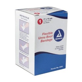Dynarex Unna Boot Bandage, Individually Packaged, Provides Customized Compression, With Zinc Oxide, Soft Cast, 3” x 10 Yards, 1 Case of 12 Bandages