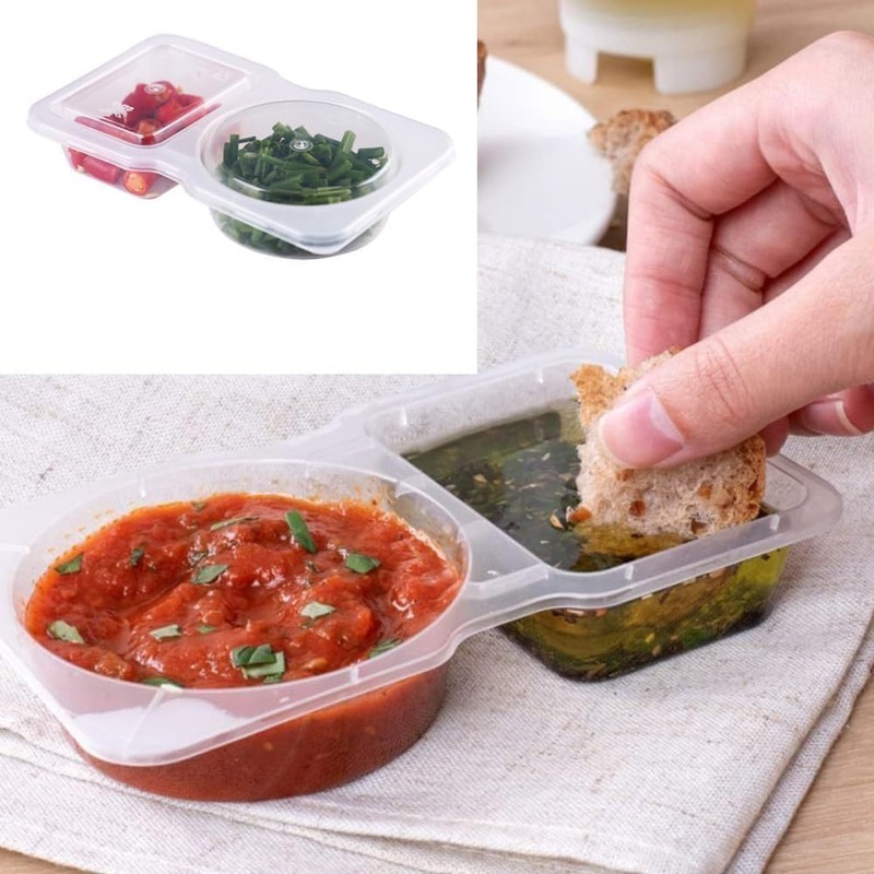 Naisfei 40 Pcs Double Compartment Condiment Containers with Lids, 2