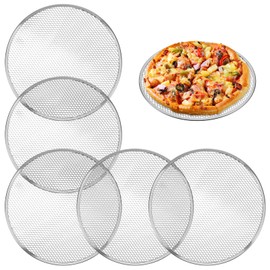 PEOVLVN 5 Pcs Pizza Screen 12 Inch Seamless Aluminum Pizza Pan for Oven Non Stick Pizza Tray with Holes Baking Tool for Kitchen Restaurant BBQ Party Cookware Supplies