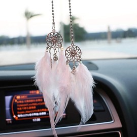 Dream Catcher Car Pendant Dream Net Car Decoration Car Accessory Interior Decoration Gift (White)