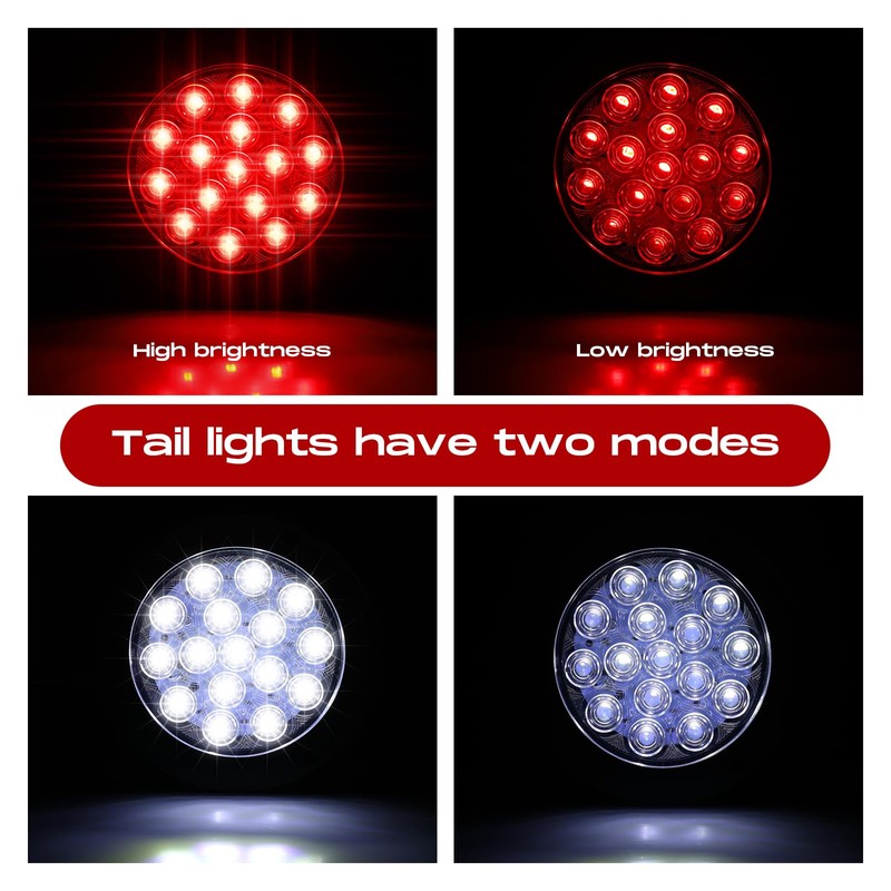 Riakrum 12pcs 4 Inch Round LED Trailer Tail Lights Kit