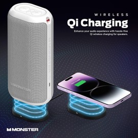 Monster DNA Max Portable Bluetooth Speaker, Loud Speaker with 360 Bass Sound and 10W Wireless Charging Pad, IP67 Waterproof - Indoor and Outdoor Use