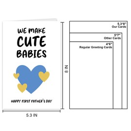 Qamza Cute Happy First Father's Day Card for New Dad, Lovely 1st Fathers Day Card for Daddy Husband, Sweet First Fathers Day Cards Gifts for Husband Boyfriend Partner Spouse