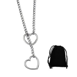 Meifiyu Punk Gothic Choker Necklace Women, Necklace, Necklace Women, Love Shackles Necklace, Y Necklace, Slip Chain Lariat for Men and Women, O-Ring Slip Chain, Birthday Gift for Girlfriend, Stainless