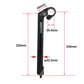 UPANBIKE 25.4mm Bike Handlebar Stem 22.2mm Bicycle Stem Gooseneck Shape 40mm 80mm Stem Length 150mm 180mm 220mm for Mountain Bike, Road Bike(40mm*220mm*30°,Black)