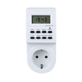 White Indoor Timer Socket with 8 Programming Options LCD Display 12/24H Mode