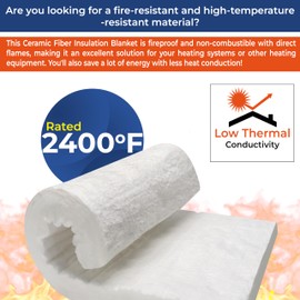 SIMOND STORE Ceramic Fiber Blanket - 24" x 15" x 2" Thick - 2400F 8# Density - High Temperature Insulation for Stoves, Kilns, Forges, Fireplaces, Pizza Ovens, Dishwashers, Furnace Insulation Blanket