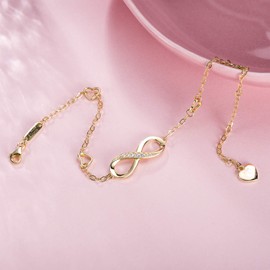 Billie Bijoux Womens 925 sterling Silver Infinity Endless Love Symbol Charm Adjustable Anklet Bracelet Valentine's Day Gift (gold)