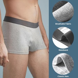 BATTEWA Incontinence Underwear for Men Washable, Reusable Leak Proof Underwear, Bladder Leak Briefs, Breathable Cotton Boxers High Absorbency 50ml,3Pack（2X-Large, 3Color）