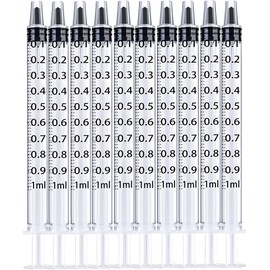 1ML Syringe for Liquid, 10Pack Measuring Small Plastic Syringes with caps, Reusable Liquid Measuring Syringe Tools with Measurement for Scientific Labs, Feeding Pets, Refilling Cosmetics (10Pack 1ML)