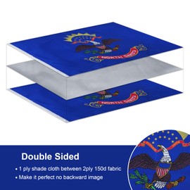 SYII North Dakota State Flag 3x5 Feet Made in USA, Double Sided 3 Ply ND State Flags with 2 Brass Grommets, Heavy Duty Polyester Vivid Color Outdoor Banne