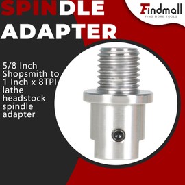findmall Lathe Headstock Spindle Adapter Converts 5/8 Inch to 1 Inch x 8TPI for Woodworking Lathe
