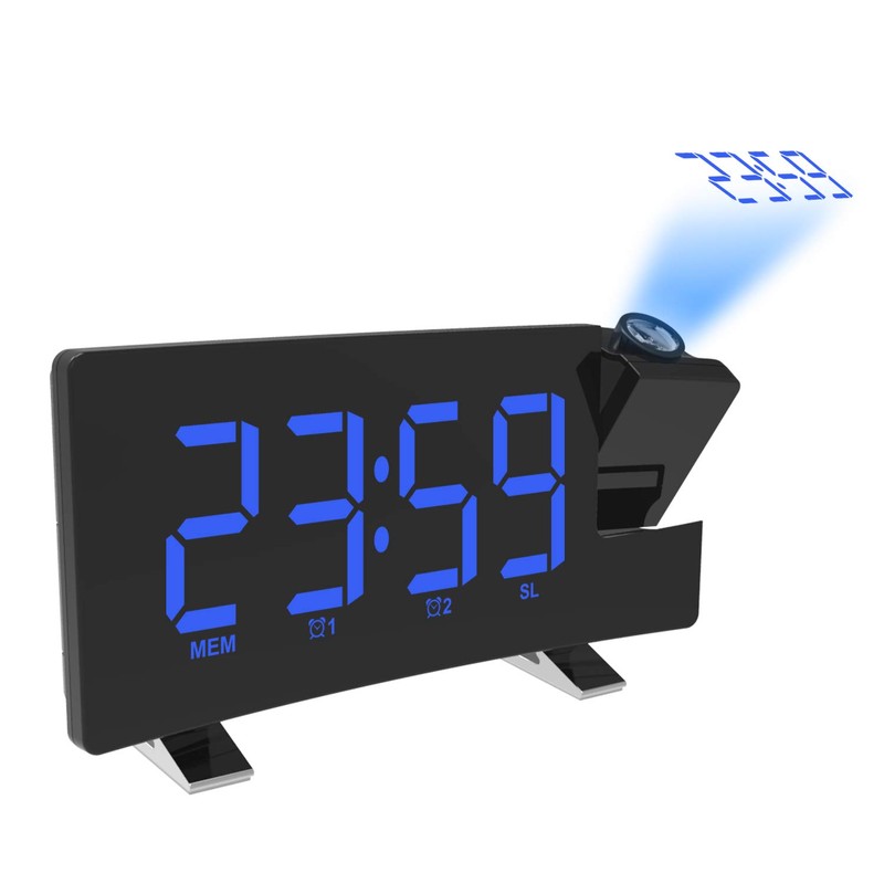 DollaTek Projection Alarm Clock for Bedroom Digital Ceiling Radio Alarm