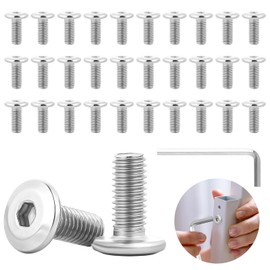 Pack of 30 Stainless Steel M5 x 12 Screws, Hex Socket Flat Head Screws, Full Thread Pan Head Screws with Wrench, Furniture Screws for Furniture Assembly, Woodworking Projects