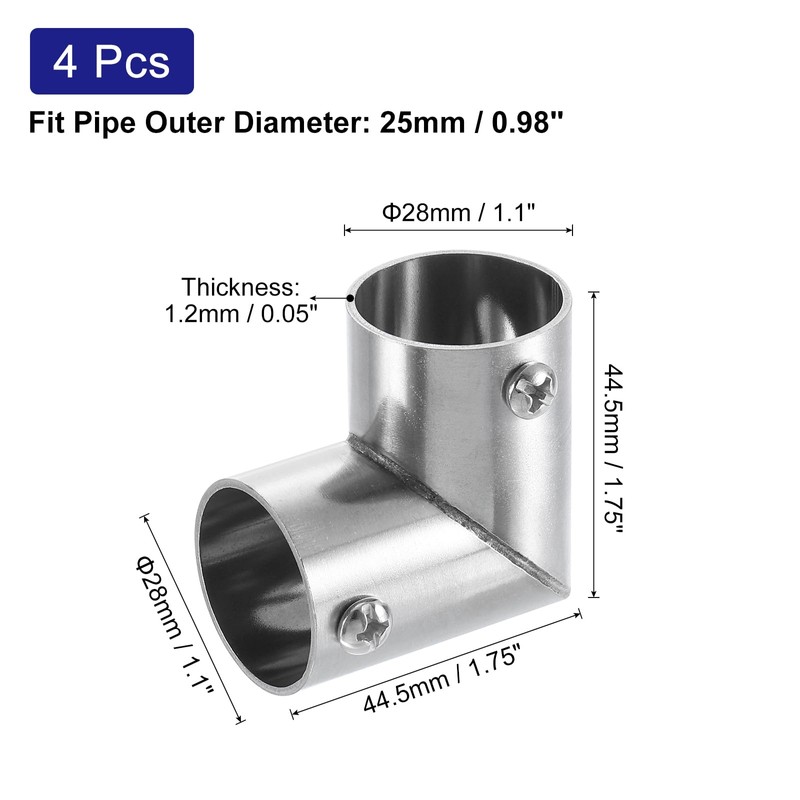 sourcing map 4Pcs 90 Degree 2-Way Elbow Pipe Fitting Connector,