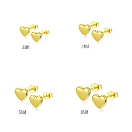 HinDaLi 4 Pairs Heart Earrings Silver 925 Set Women's Stud Earrings Small Gold Stud Earrings Heart Cartilage Hypoallergenic Earrings Women's Gift Gold Stud Earrings for Women Girls Women, Sterling