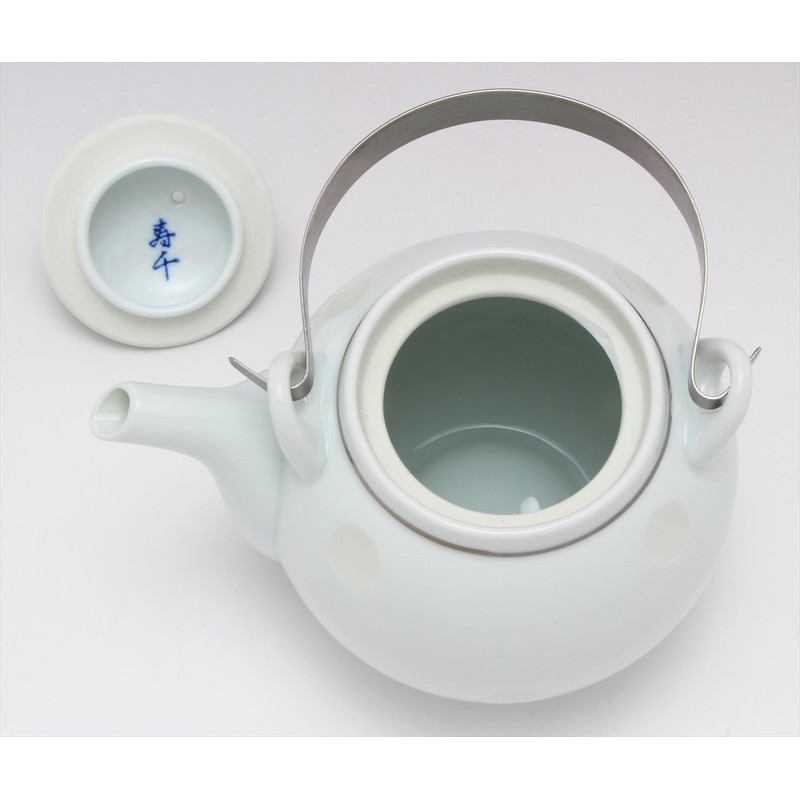 Arita Ware Carved Polka Dots Earthen Bottle (Stainless Steel String),