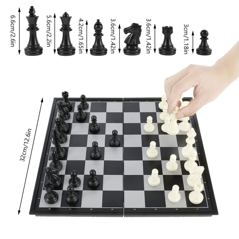 Chess Game - 32cm Chess Board Set-Black and Whit Pieces