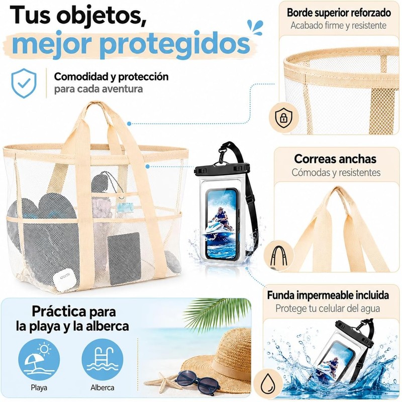 Bolsa de Playa de Malla para Mujer – Plegable e