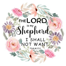 Fabric Panel 8"x8" Psalm 23:1 Scripture 100% Cotton Quilting Sewing Block M5076