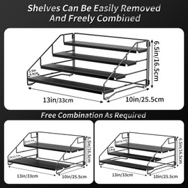 MAYZOLOP 4 Tier Spice Rack, Kitchen Cupboard Organiser, Black Detachable Kitchen Shelf Organiser, Metal Spice Holder, for Inside Cupboard, Pantry, Countertop, Width 34cm