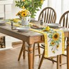 Sunflower Leaves Flowers 210 GSM Summer Table Runner, Seasonal Kitchen