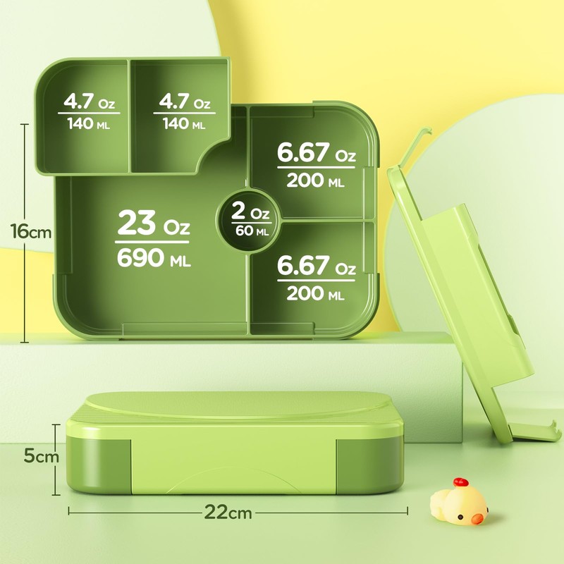 LEIKEEGO Lunch Box, Leak-Proof Bento Lunch Box Kids, Snack Box