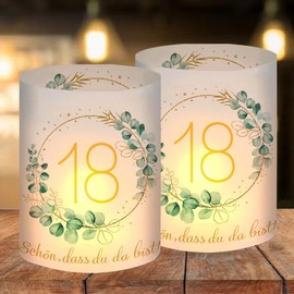O-Kinee 12 Lantern Table Decoration 18th Birthday Decoration 18th Birthday Girl Boy Happy 18th Birthday Lantern Table Decoration Suitable for Tea Lights or Candles with Schön DASS Du Da Bist and