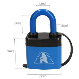 KOTARBAU® Shackle Lock 46 mm Laminated Steel Padlock with PVC Coating Burglary Protection Hardened Solid Lock