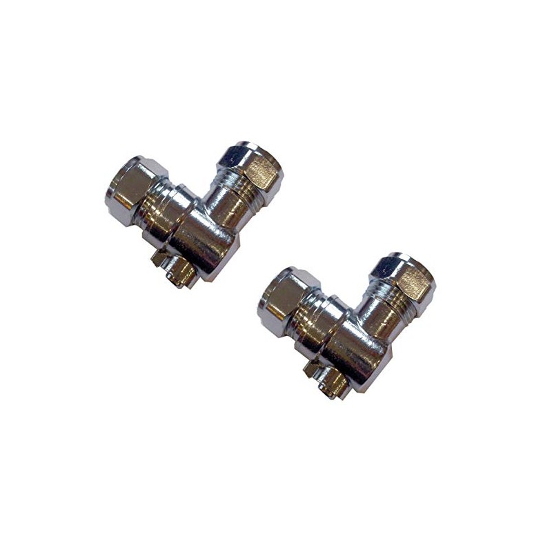 15mm Angled Isolating Valve Compression 90 Degree Elbow Chrome -