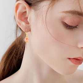 POPLYKE 925 Sterling Silver Pressed Flower Earrings Teardrop Dangle Drop Leverback Earrings for Women Jewelry, Sterling Silver, No Gemstone