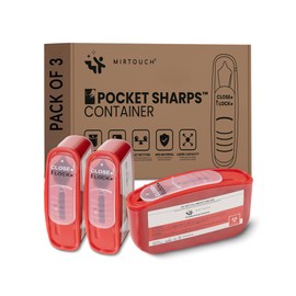 Pocket Travel Sharps Disposal Container - 80ml Pen Needle Container Disposal - High Quality, Flat Bottom, Translucent Lid, Easy-Use, Portable Sharps Container for Pen Needles, Lancets, Strips - 3 Pack