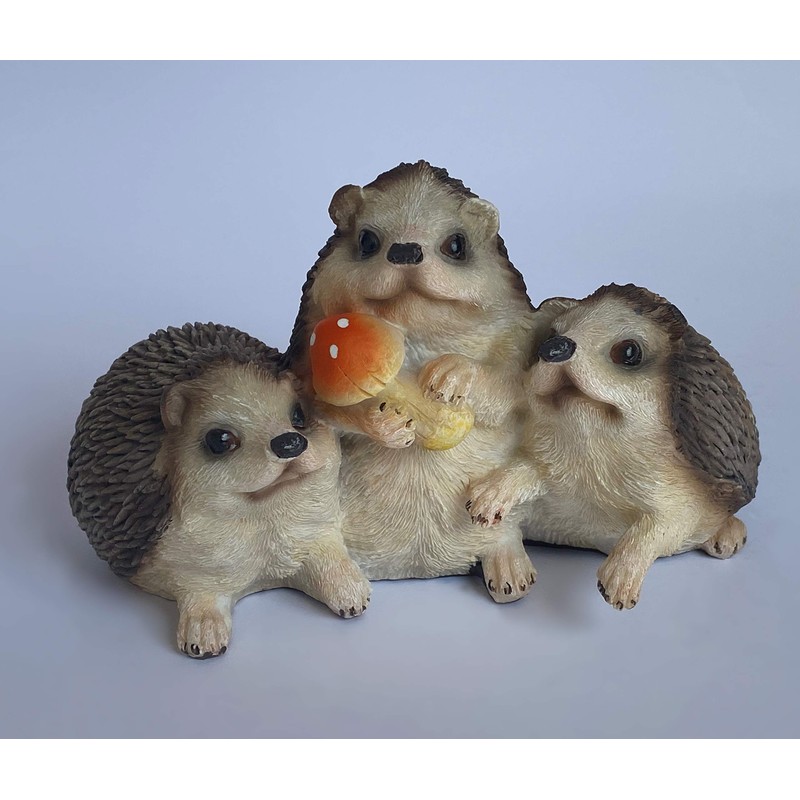 Objectz Hedgehog Group with Toadstool Table or Garden Decoration, Beautiful