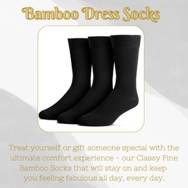 Zubii Pack of 3 Men's Bamboo Dress Socks, Black, Stylish & Classy, Well Fitted, Stays On, Easy Wash, Good Sizing, (US, Numeric, 9, 11, Regular, Regular, Black Flat)